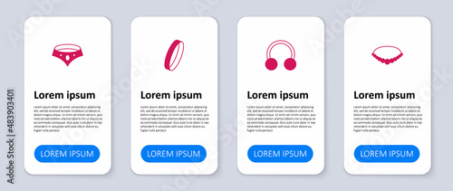 Set Pearl necklace, Piercing, Wedding ring and Necklace. Business infographic template. Vector