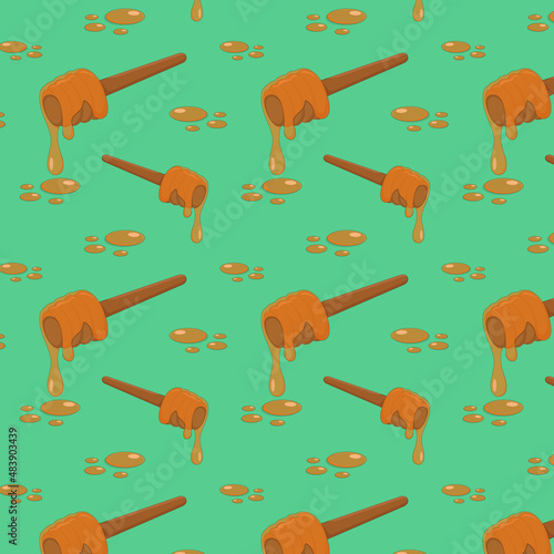 seamless pattern, wooden stick with sweet honey