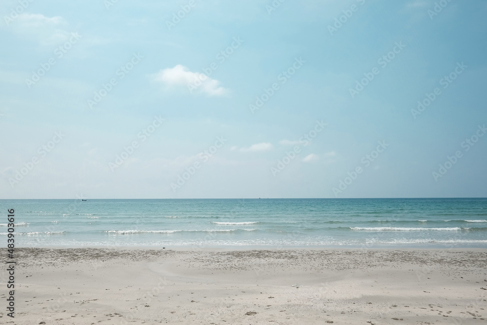 Empty sea and beach background, Beach blue sea and sky at Rayong Thailand