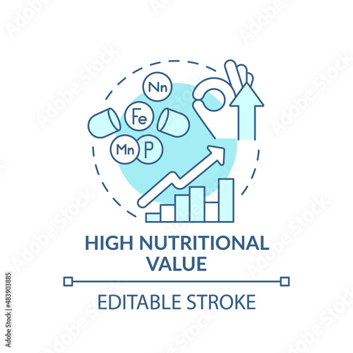 High nutritional value turquoise concept icon. Advantages of UHT milk abstract idea thin line illustration. Isolated outline drawing. Editable stroke. Arial, Myriad Pro-Bold fonts used