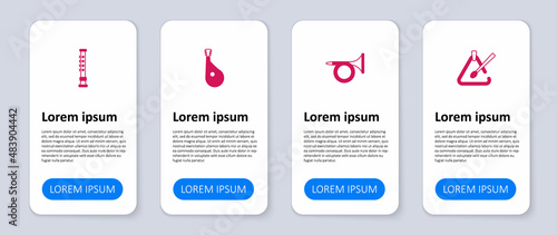 Set Triangle musical instrument, Trumpet, Bandura and Flute. Business infographic template. Vector