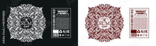 Template decorative label for rum