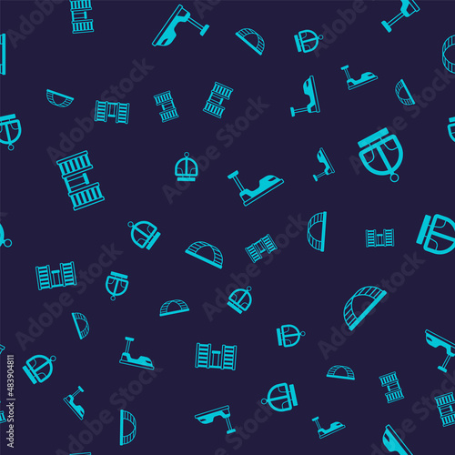 Set Swedish wall, Attraction carousel, Bumper and Monkey bar on seamless pattern. Vector