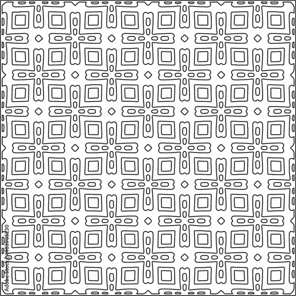 Abstract Geometric Pattern generative computational art illustration.Black and 
white pattern for wallpapers and backgrounds. line art.