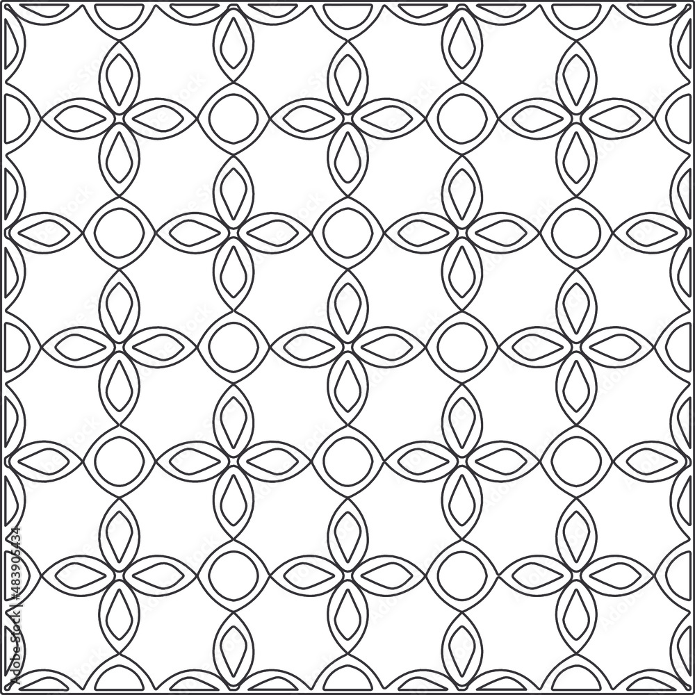 Abstract Geometric Pattern generative computational art illustration.Black and 
white pattern for wallpapers and backgrounds. line art.