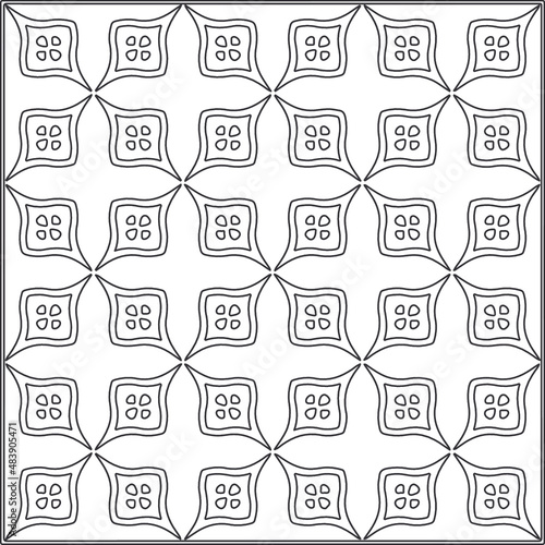 Fototapeta Naklejka Na Ścianę i Meble -  Vector pattern with symmetrical elements . Repeating geometric tiles from striped elements.Monochrome texture.Black and 
white pattern for wallpapers and backgrounds.line art.