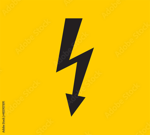Power energy vector emblem. Electricity flash symbol. Charge or danger icon