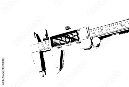 Black and white illustration - electronic caliper for accurate measurement on a white background