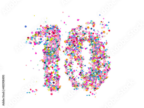 colorful confetti number 10 ten years