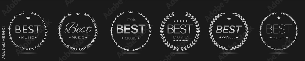 Fototapeta premium Best music award silver laurel wreath Vector