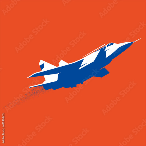 Modern supersonic warplane. Simple vector image photo