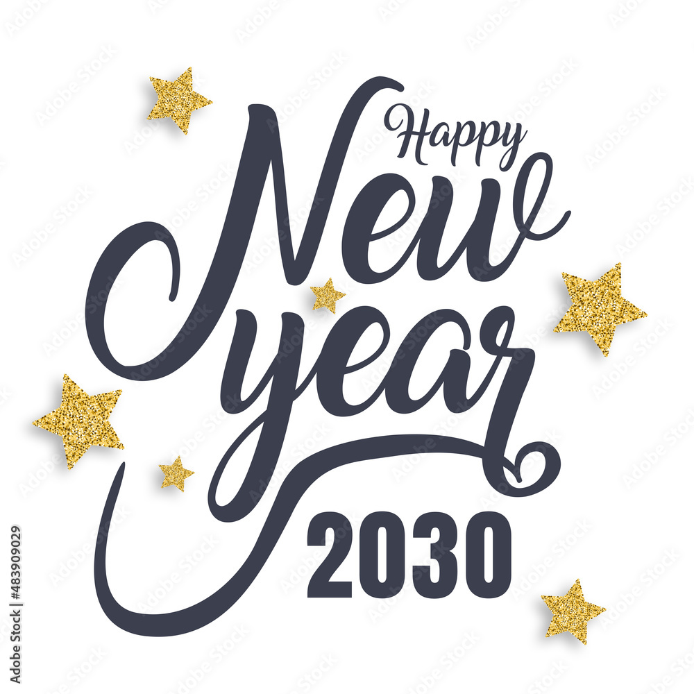 Obraz na plátně 2030 Happy New Year in golden design, Holiday greeting card design