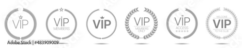 Vip member grey laurel wreath label set