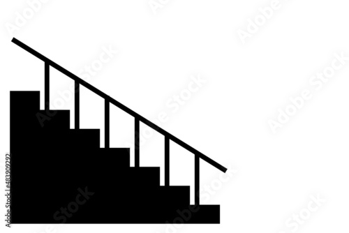 Vector illustration stair. Isolated black icon wooden of metal staircase on white background.