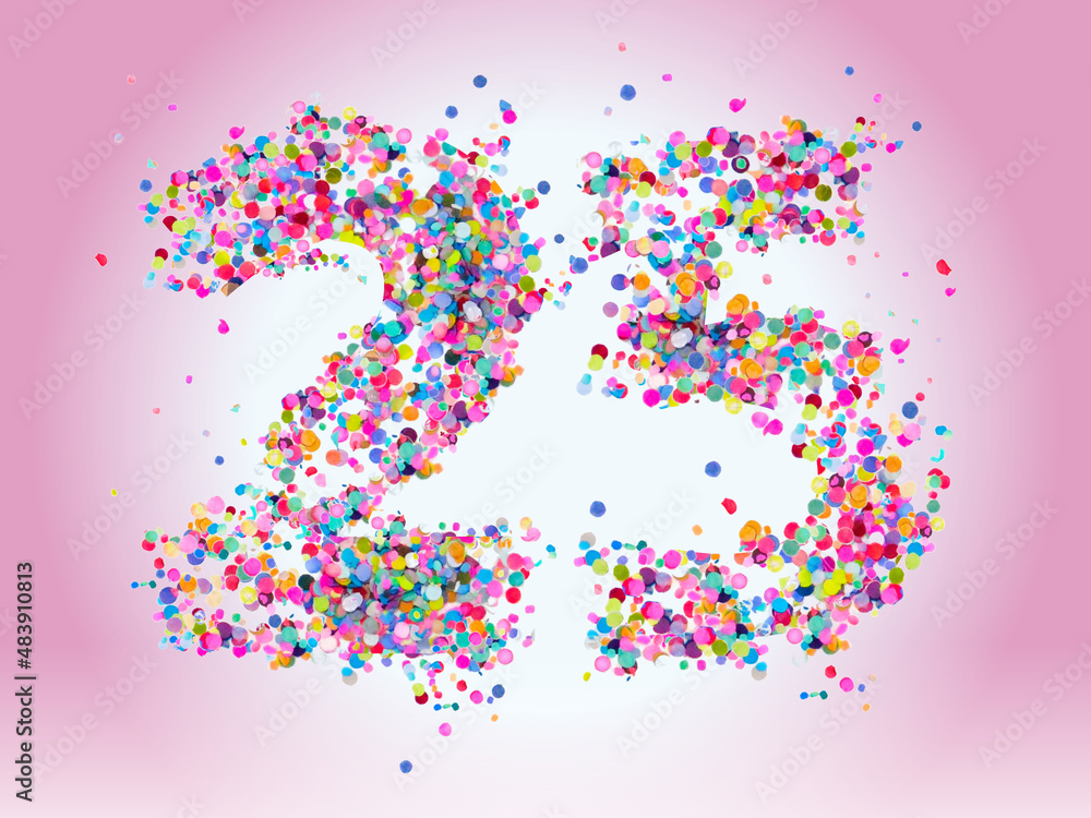 colorful confetti number 25 twenty five pink colorful confetti number 25 twenty five pink