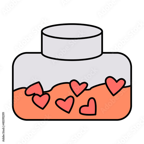Valentine's Day strawberries jam love heart doodle vector illustrations colored hand drawn
