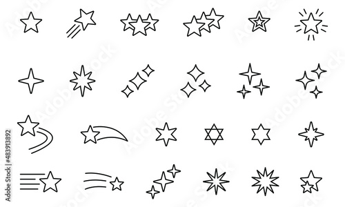 Set of line stars icons. Simple pictograms pack. Stroke vector illustration on a white background. Modern outline style icons collection.