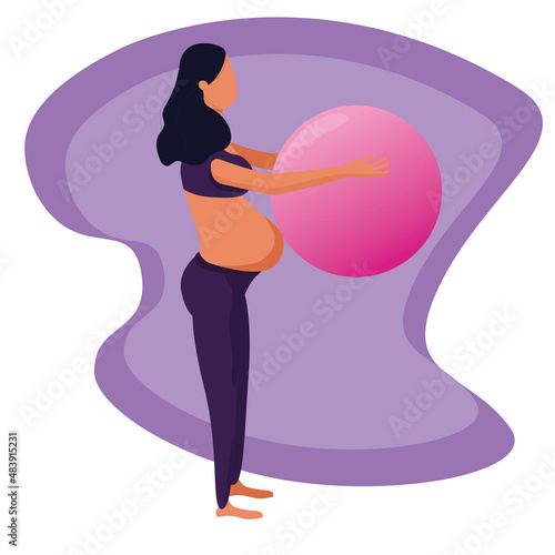 illustration of a pregnant woman with treaning ball