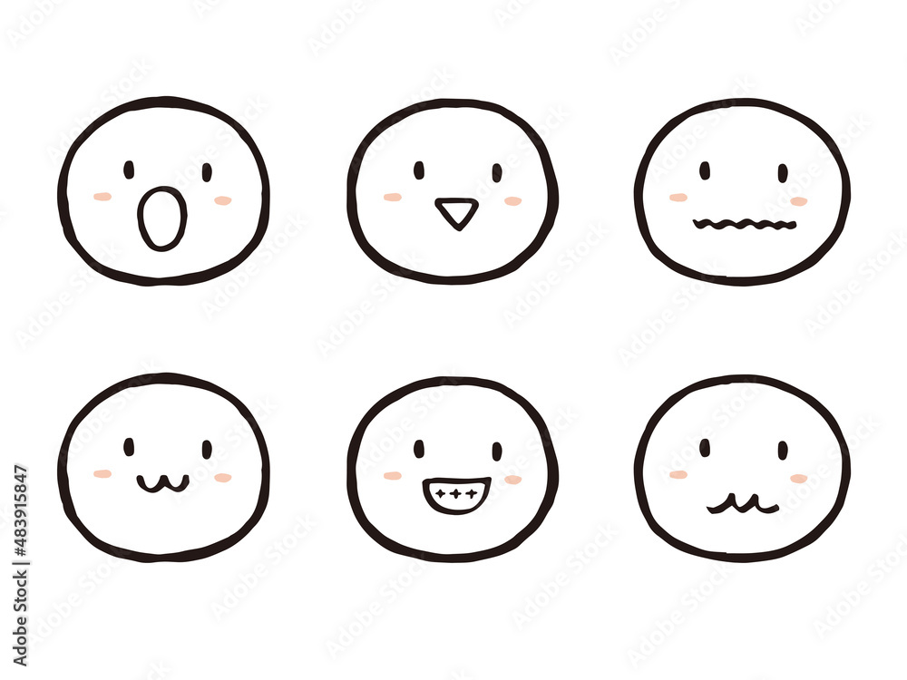かわいい表情のセット/手描きイラスト素材 かわいい表情のセット/手描きイラスト素材