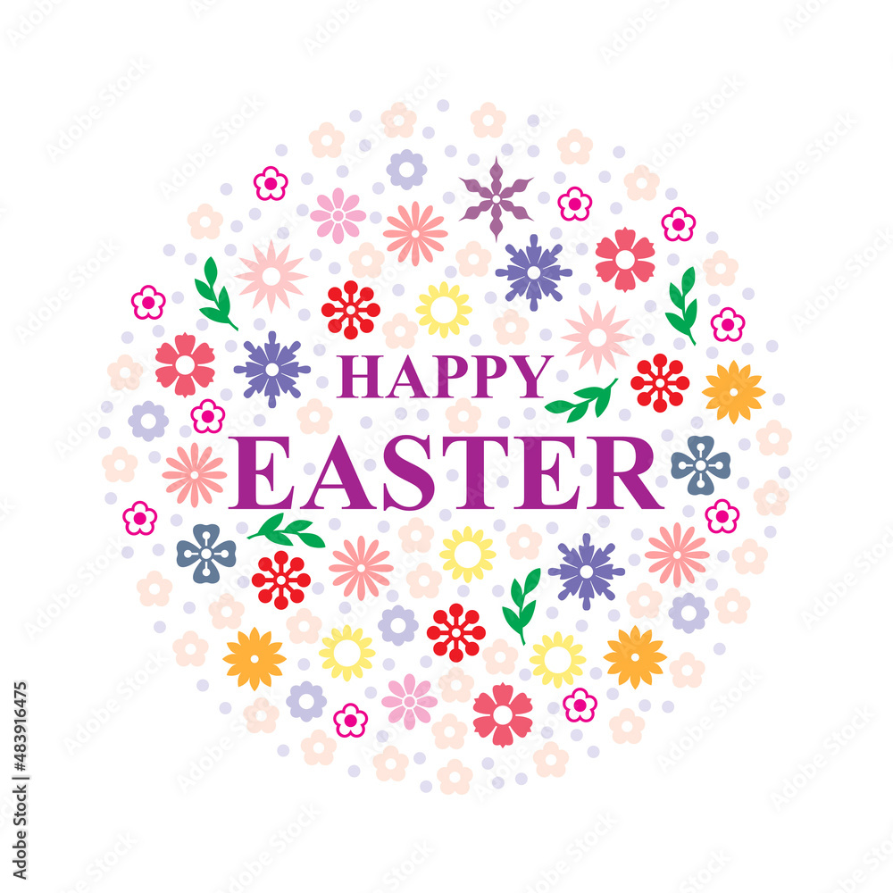 Easter greeting card with round floral decor