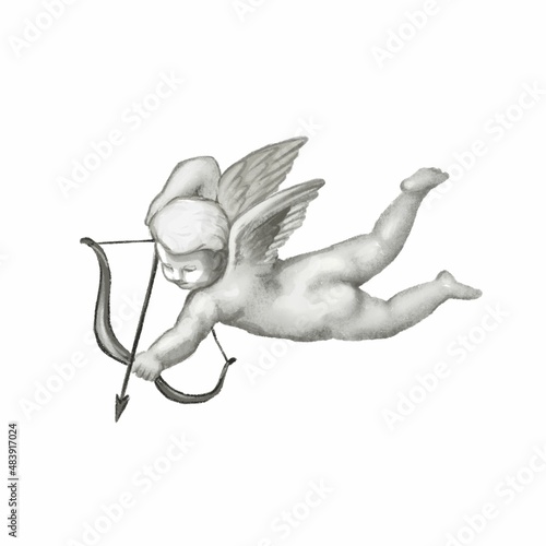 Illustration of Cupid with a bow and arrow