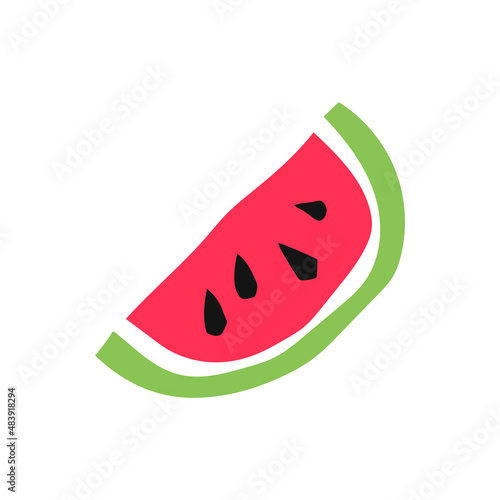 Watermelon. Cutouts fruit. Shape colored cardboard or paper. Funny childish applique