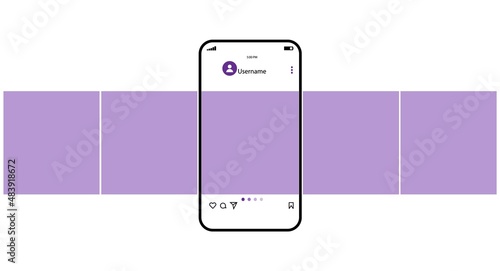 Carousel post, new popular smartphone, vector illustration
