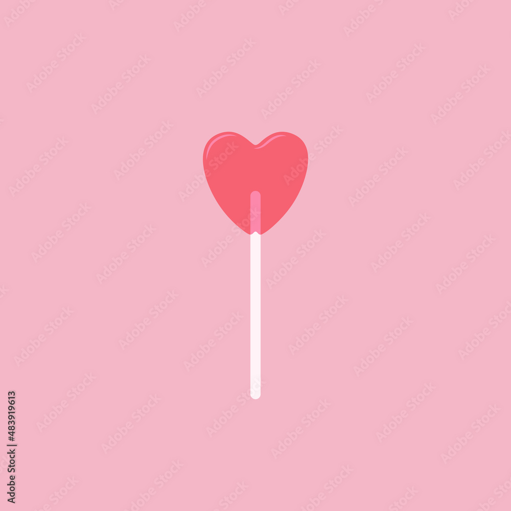 Lollipop. Candy heart icon. Flat style. Isolated. Vector