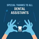 Thanks to Dental assistants. Greeting card for Dental assistants. Vector