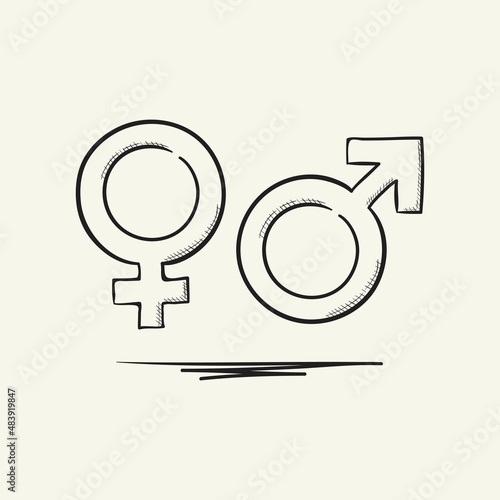 Male and female symbol. Hand drawn vector illustration.