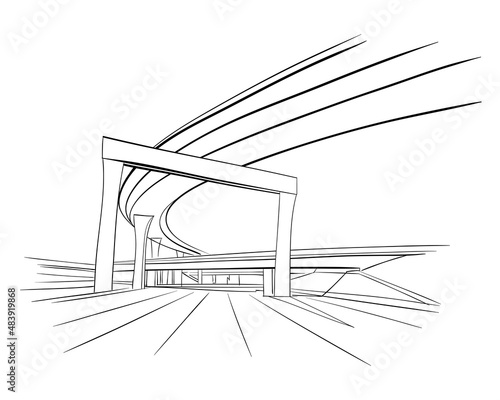 The industrial road sketch design. Hand drawn vector illustration