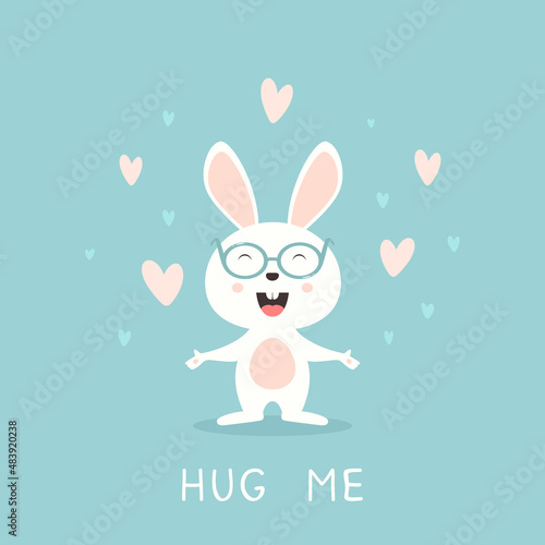Valentines Bunny Says Hug Me