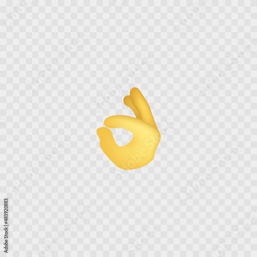 OK emoji. Okay symbol. Cartoon Hand. Isolated on white. Vector