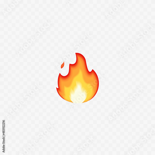 Fire emoji. Fire Flames. Isolated on white. Realistic 3d icon. Vector