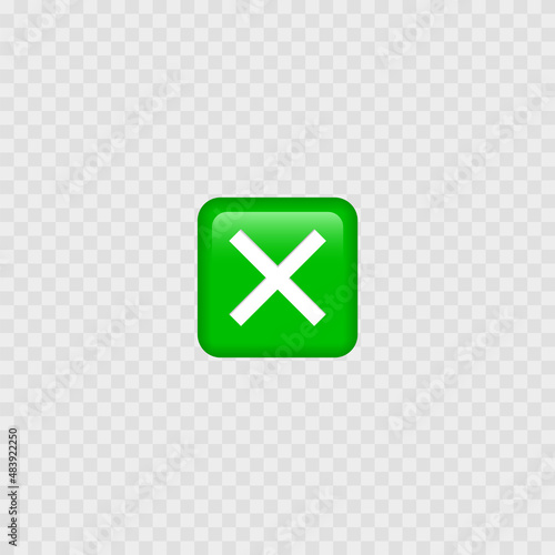 Cross mark green button. Cross sign emoji. Isolated. Vector
