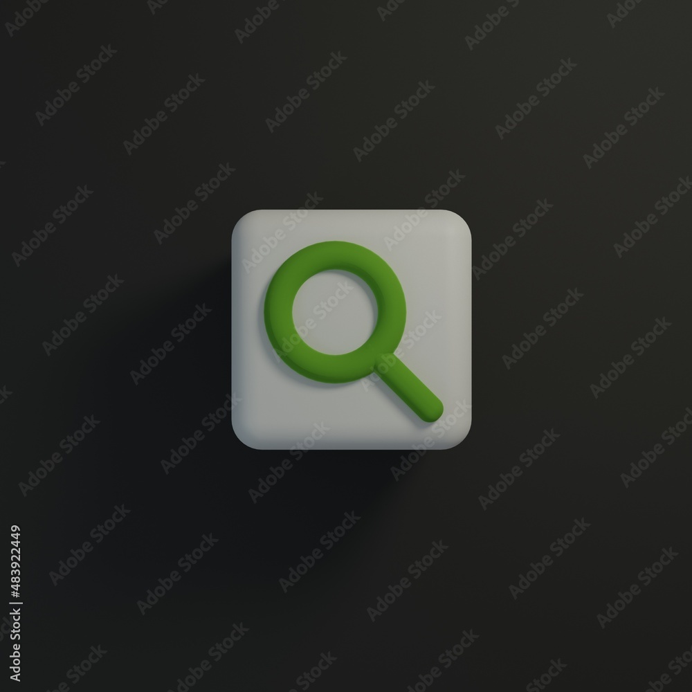 search icon, green on white, on a dark background, 3D rendering, 3d, render search icon, green on white, on a dark background, 3D rendering, 3d, render