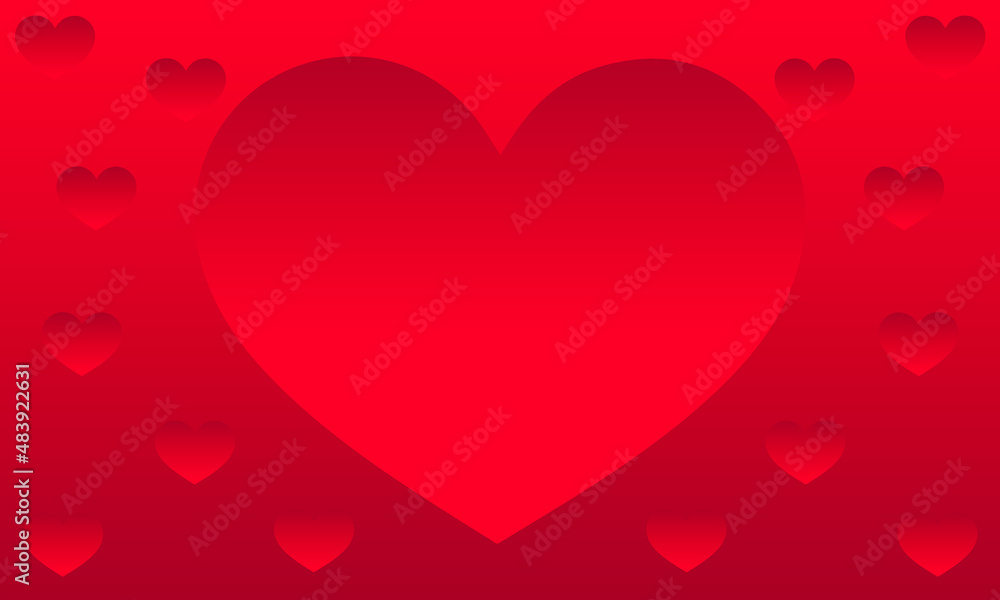 background red love heart illustration, suitable for valentine's day, content of affection and love.