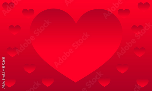 background red love heart illustration, suitable for valentine's day, content of affection and love.