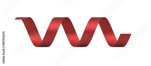 Red glossy metallic curled ribbon surprise confetti for festive holiday congratulations vector