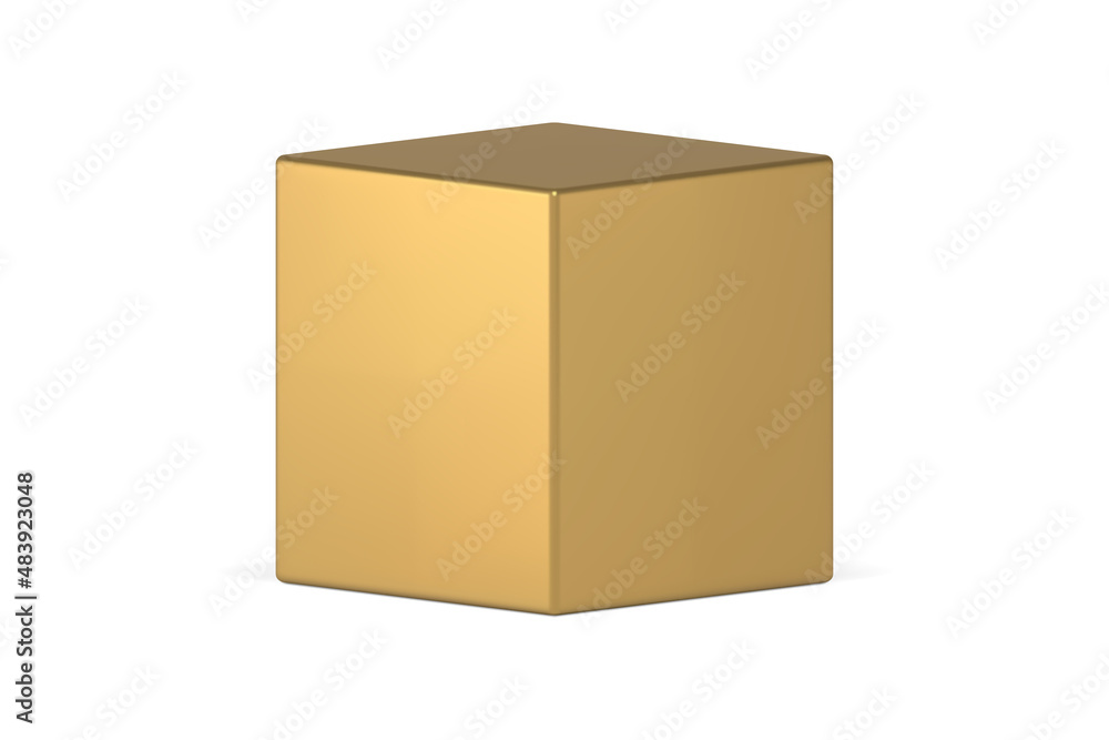Fototapeta premium Realistic metallic golden luxury cube marketing pedestal advertising stage display 3d vector