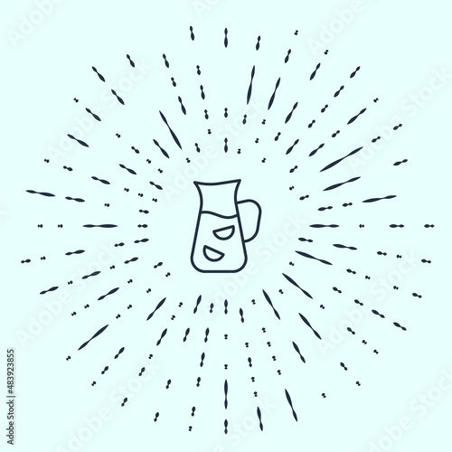 Black line Sangria icon isolated on grey background. Traditional spanish drink. Abstract circle random dots. Vector