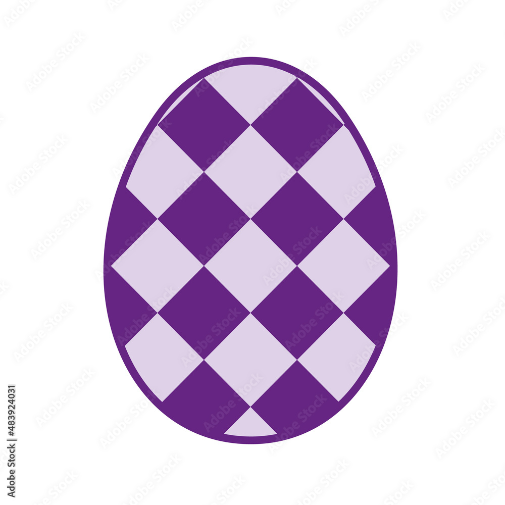 Easter egg in a purple cage. Purple square pattern on the egg