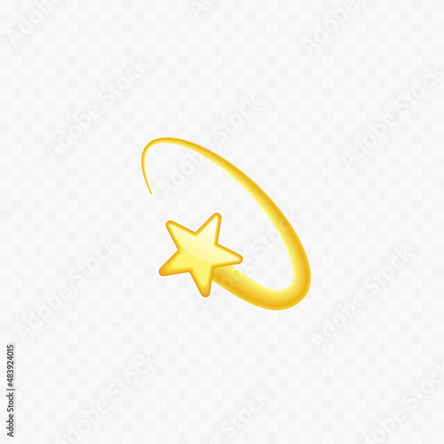 Shooting star emoji. Realistic golden star icon. Vector