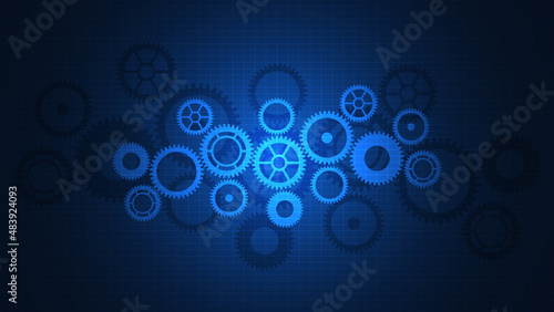 Cogs and gear wheel mechanisms. Concepts and ideas for hi-tech digital technology and engineering design.