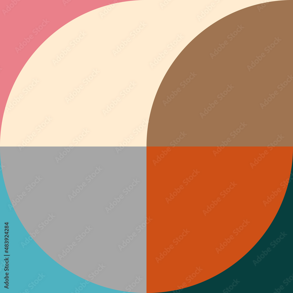 Modern vector abstract geometric background with circles, rectangles and squares in retro Scandinavian style. Pastel colored simple shapes graphic pattern. Modern vector abstract geometric background with circles, rectangles and squares in retro Scandinavian style. Pastel colored simple shapes graphic pattern.