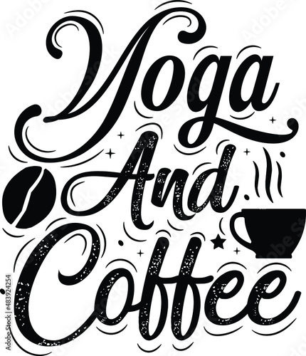 Typography hand lettering coffee quotes with sketches for the coffee shop or cafe