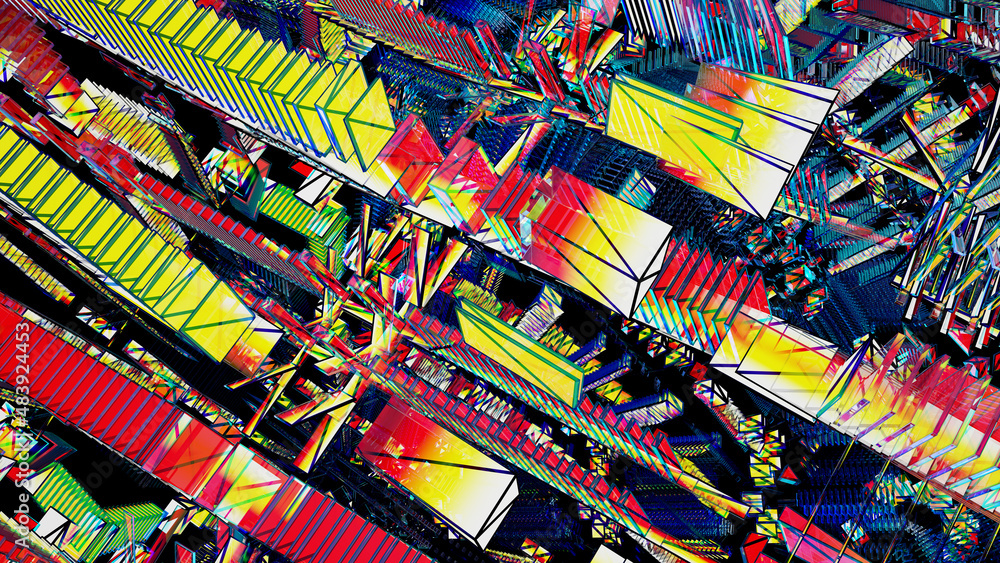 Digital garbage, grange glitch or error. Abstract technology. Futuristic virtual world. Cyberspace background 3d rendering