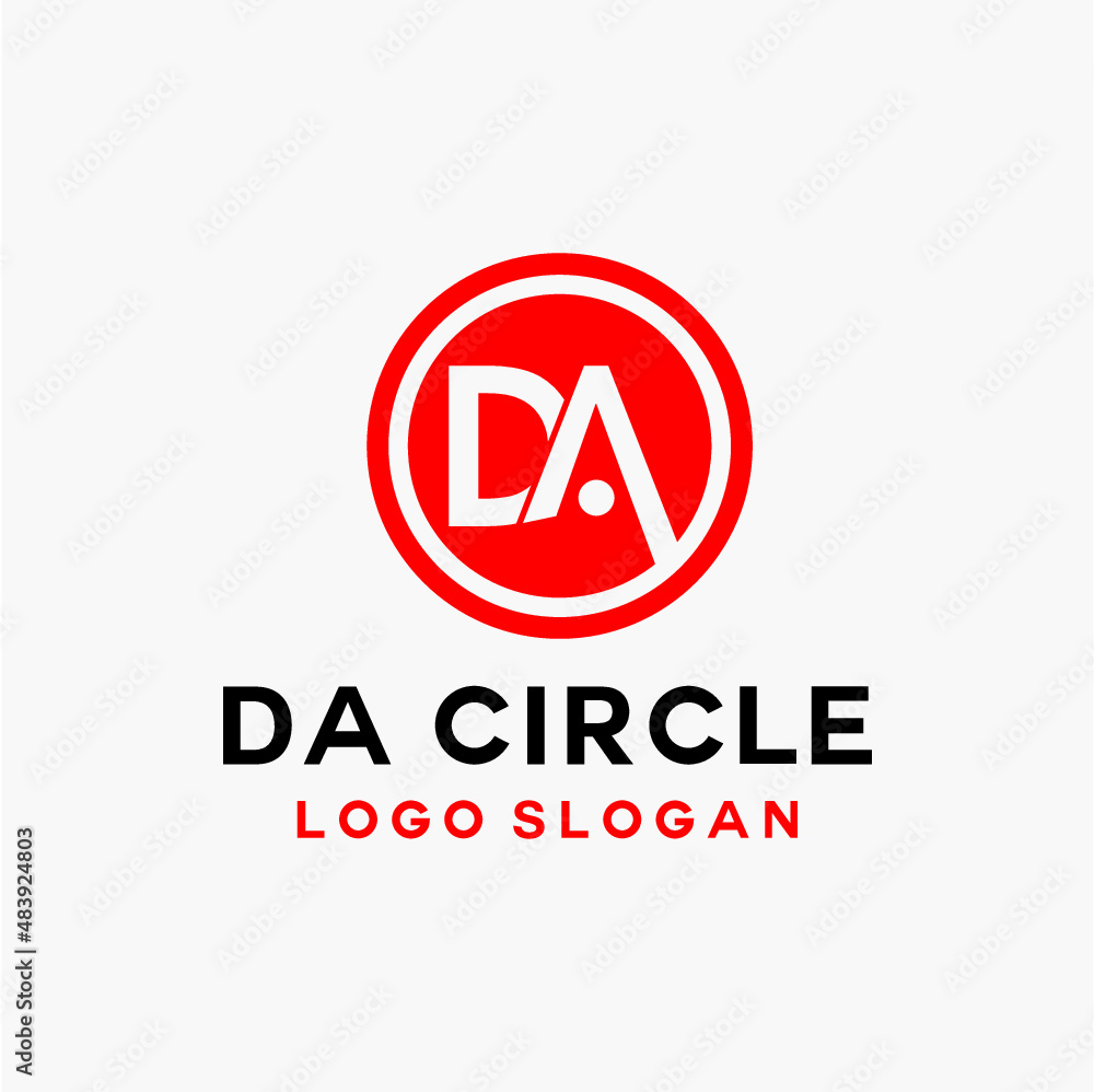 Letter DA circle red logo vector image Letter DA circle red logo vector image