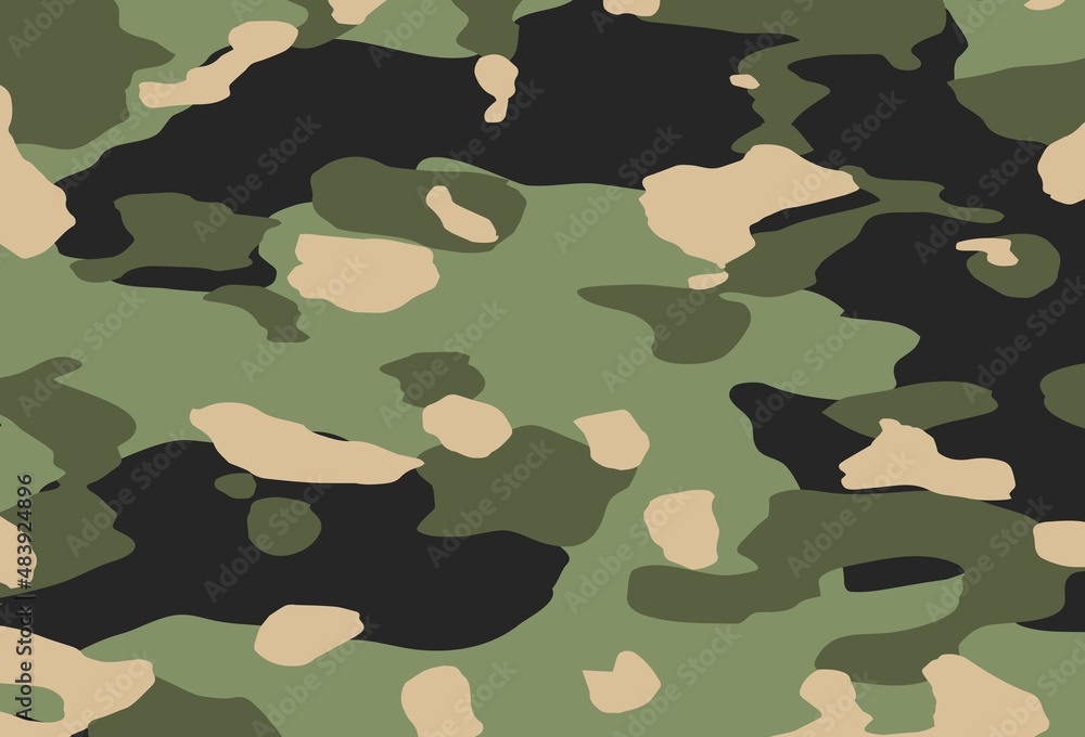 Fototapeta premium Camouflage seamless pattern texture. Abstract modern military camo backgound. Fabric textile print template. illustration design 