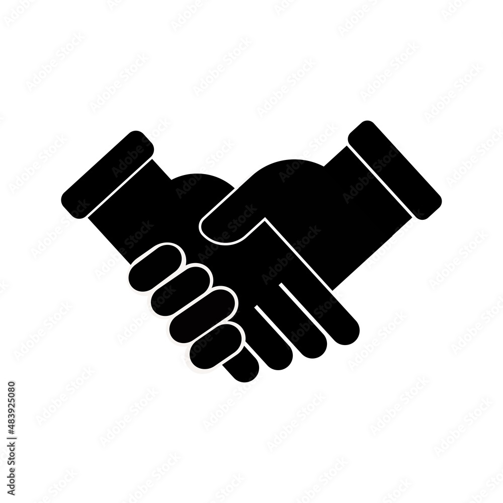 Business handshake black icon, contractual agreement, line art. Sign contract, partnership, peace. Vector Business handshake black icon, contractual agreement, line art. Sign contract, partnership, peace. Vector